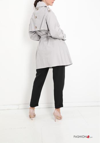 Cotton Trench Coat with belt with pockets with buttons - ph 2