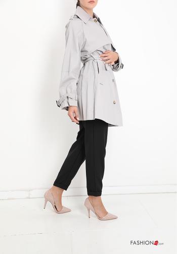 Cotton Trench Coat with belt with pockets with buttons - ph 3