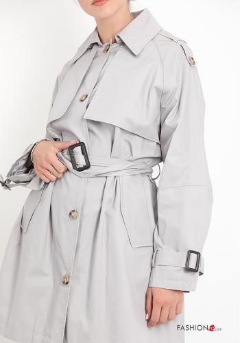 Cotton Trench Coat with belt with pockets with buttons - ph 4