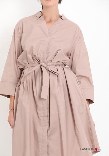 Robe en Coton à boutons à col en V avec noeud - ph 4