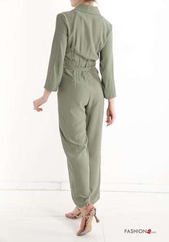 Jumpsuit with belt with buttons with v-neck with pockets - ph 2