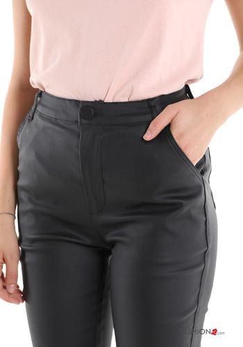 Kunstleder Hose aus Baumwolle mit Taschen - ph 4