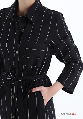 Striped Linen Shirt dress with belt with pockets - ph 4