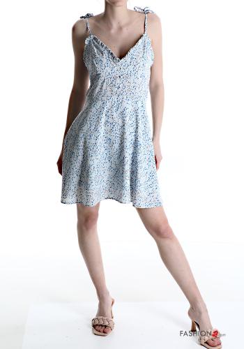 Floral Sleeveless Dress with bow with v-neck - ph 1