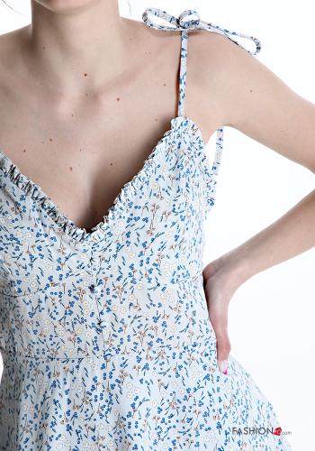 Floral Sleeveless Dress with bow with v-neck - ph 4