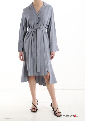Shirt dress with belt with v-neck - ph 1