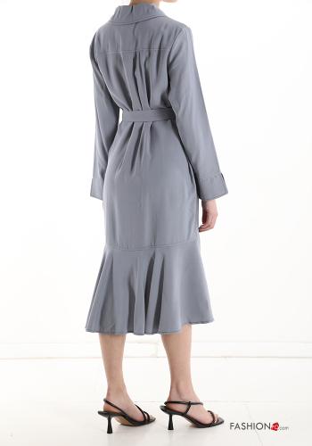 Shirt dress with belt with v-neck - ph 2