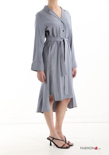 Shirt dress with belt with v-neck - ph 3