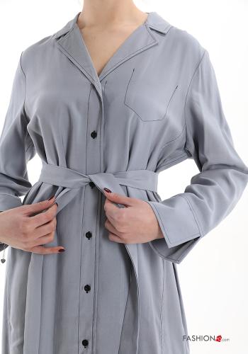 Shirt dress with belt with v-neck - ph 4