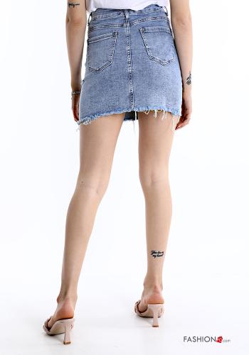 Mini Jupe en Coton en denim déchiré avec poches - ph 2
