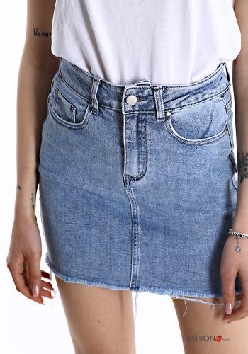 Mini Jupe en Coton en denim déchiré avec poches - ph 4