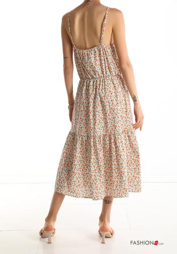 Robe Sans Manches en Coton à Imprimé Floral à volants à col en V - ph 2