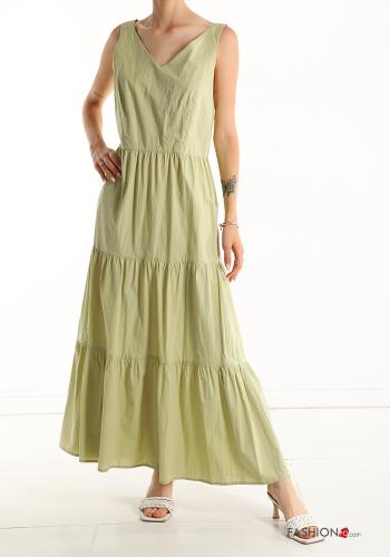Robe Sans Manches en Coton à volants à col en V - ph 1