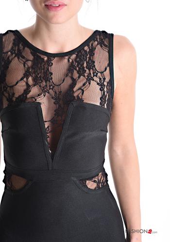 Abito scollato sulla schiena lungo pizzo senza maniche con zip - ph 4