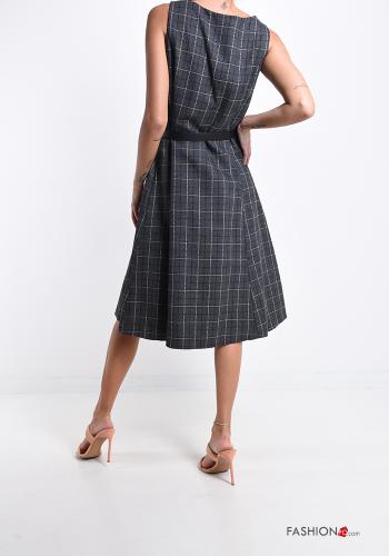 Robe Sans Manches en Coton Imprimé vichy avec ceinture - ph 2