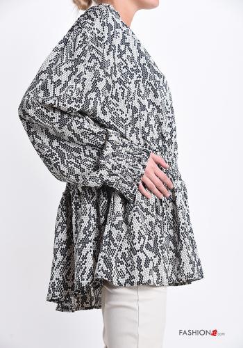 Abstrakte Muster Bluse mit V-Ausschnitt - ph 3