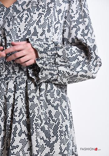 Abstrakte Muster Bluse mit V-Ausschnitt - ph 4