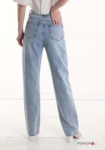 high waist Cotton Jeans with pockets - ph 2