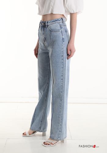 high waist Cotton Jeans with pockets - ph 3