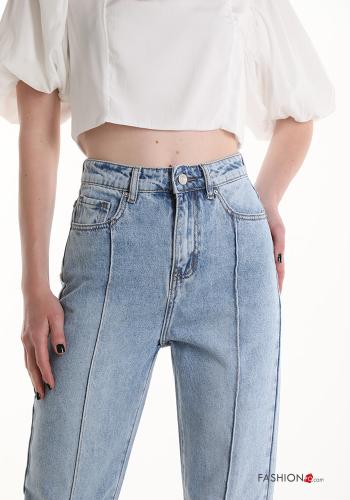 high waist Cotton Jeans with pockets - ph 4