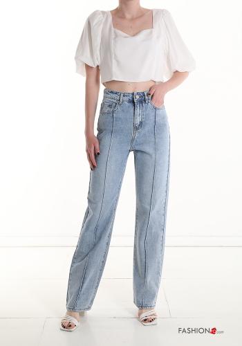 high waist Cotton Jeans with pockets - ph 5