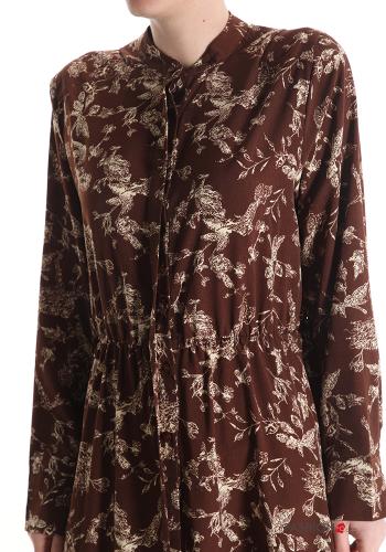 Abito chemisier in Cotone maniche lunghe Fantasia floreale con elastico - ph 4