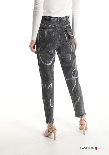Jeans en Coton taille haute imprimé avec poches - ph 2