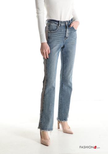 netz Jeans aus Baumwolle mit Taschen mit Strasssteinen - ph 1