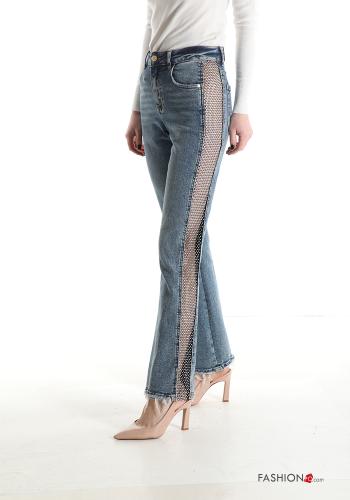 netz Jeans aus Baumwolle mit Taschen mit Strasssteinen - ph 3