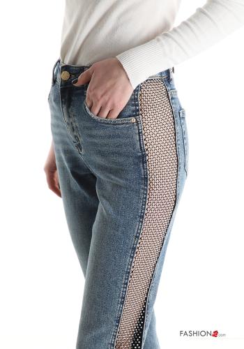 netz Jeans aus Baumwolle mit Taschen mit Strasssteinen - ph 4
