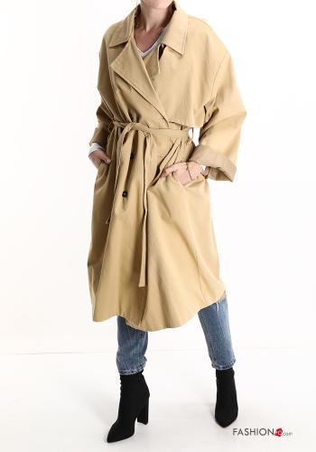 Trenchcoat aus Baumwolle mit Gürtel mit Taschen - ph 1