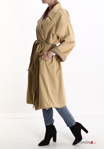 Trenchcoat aus Baumwolle mit Gürtel mit Taschen - ph 3