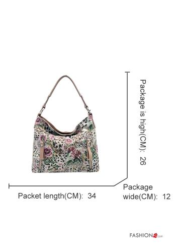 Blumenmuster Tasche aus Echtes Leder mit Taschen mit Futter mit Schultergurt mit Reißverschluss - ph 2