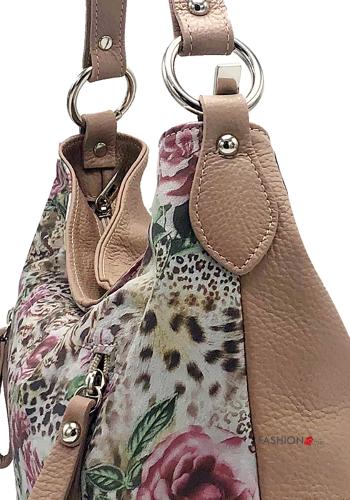 Blumenmuster Tasche aus Echtes Leder mit Taschen mit Futter mit Schultergurt mit Reißverschluss - ph 4
