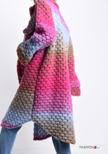 Cappotto in Misto Lana Fantasia colorata con bottoni con tasche - ph 2