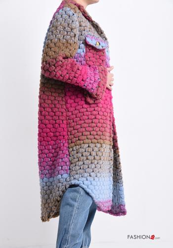 Cappotto in Misto Lana Fantasia colorata con bottoni con tasche - ph 3