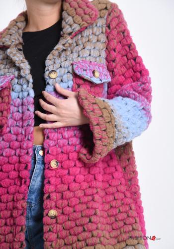 Cappotto in Misto Lana Fantasia colorata con bottoni con tasche - ph 4