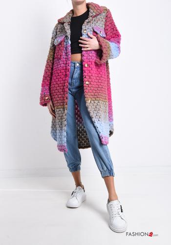 Cappotto in Misto Lana Fantasia colorata con bottoni con tasche - ph 5