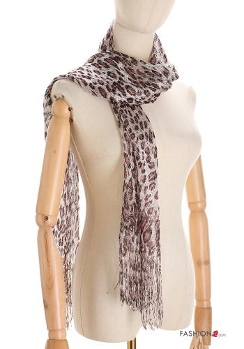 Animal print Scarf with fringe