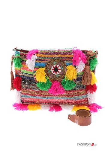 Bolso de mano Estampado colorido con flecos con bandolera - ph 1