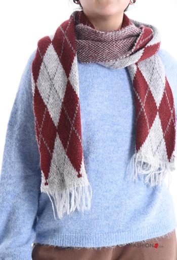 Sciarpa in Misto Lana Fantasia geometrica con frange - ph 1