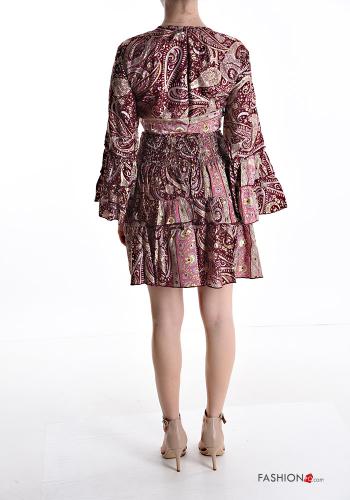 Jacquard print Silk Co-ord with flounces with elastic - ph 2