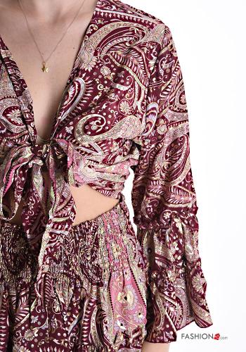 Jacquard print Silk Co-ord with flounces with elastic - ph 4