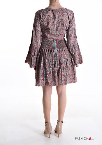 Jacquard print Silk Co-ord with flounces with elastic - ph 2