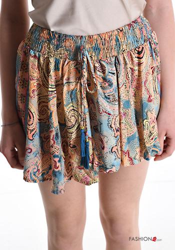 Jacquard print Silk Shorts with bow with elastic - ph 4