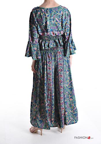 wide leg Silk Co-ord with flounces with elastic with v-neck - ph 2