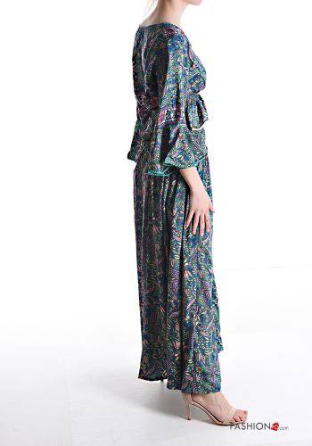 wide leg Silk Co-ord with flounces with elastic with v-neck - ph 3