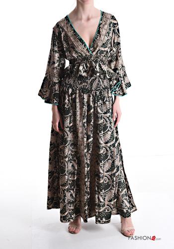 Floral Silk Co-ord with flounces with elastic with v-neck - ph 1
