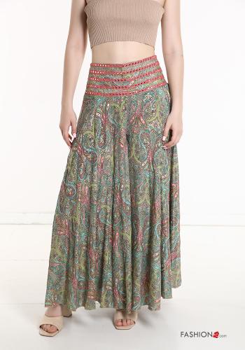 Jacquard-Muster wide leg Hose aus Seide mit gummizug - ph 1