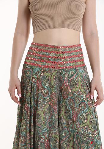Jacquard-Muster wide leg Hose aus Seide mit gummizug - ph 4